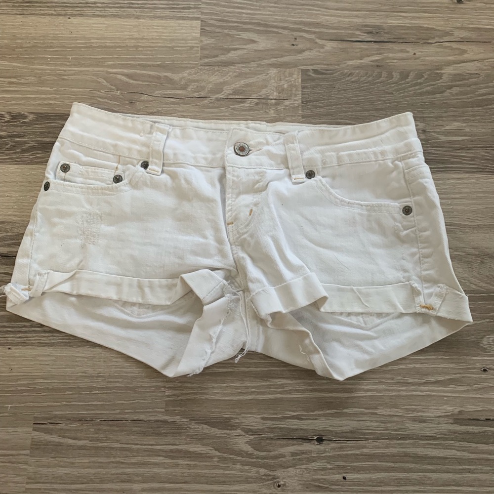 American eagle white denim shorts